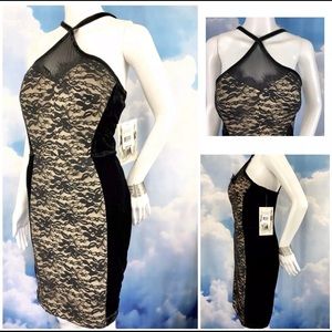 SOLD ‼️ Black Dress Velvet Luxe Illusion Bodycon